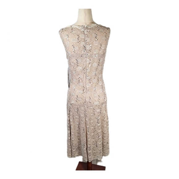 NWT $90 J. Taylor Lace Sequin Cocktail Dress, Size 12, Taupe/beige - Picture 5 of 11